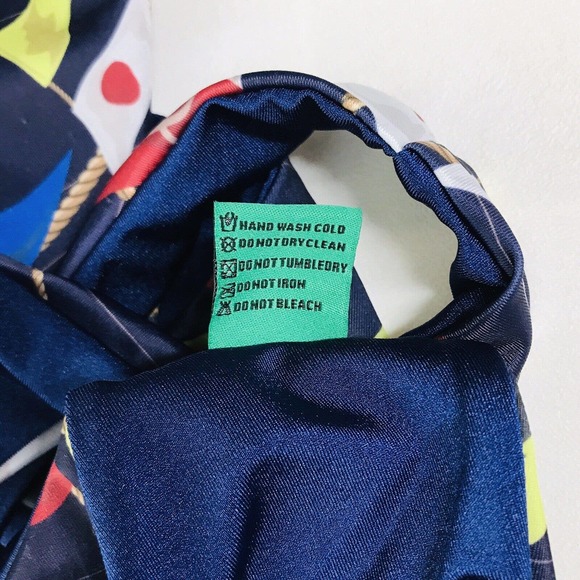 Muze Women's S/M Bikini Set High Waisted Swimwear Stretch Flags Navy Blue AK17 - Picture 3 of 4